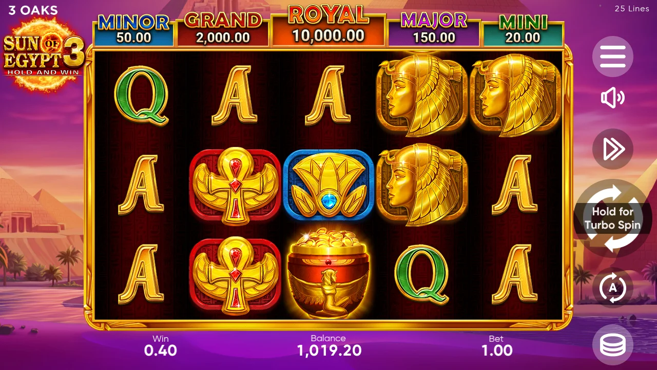 Sun of Egypt 3 session checkpoint at spin 300, balance 1,019.20 at bet 1.00 - base game reels with Ankh symbols